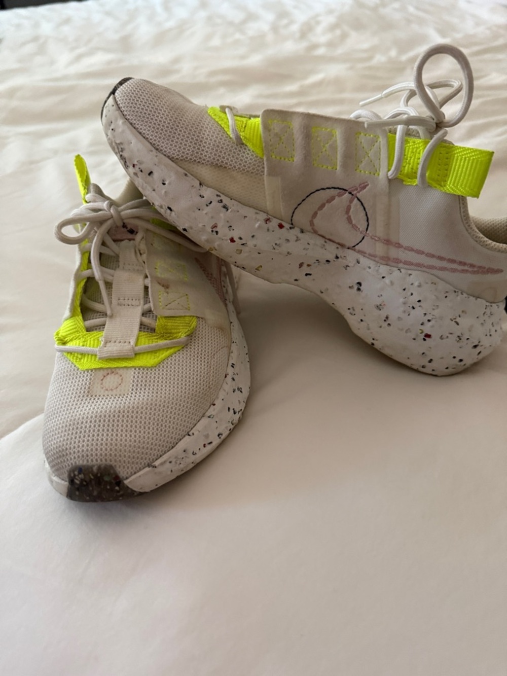 Women’s size 5.5 Nike White Sneakers with Neon Yellow Accents